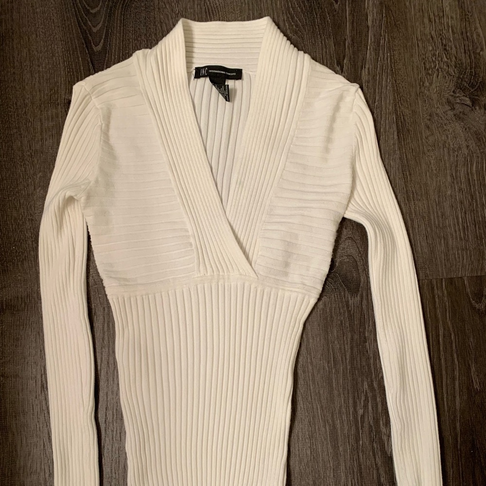 INC Ribbed V-Neck Sweater